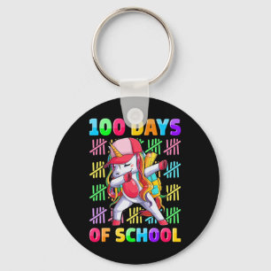 100e dag van de school Unicorn voor meisjes Kinder Sleutelhanger