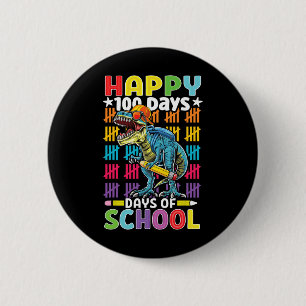100e dag van de schooldino Kinder 100 dagen gefeli Ronde Button 5,7 Cm