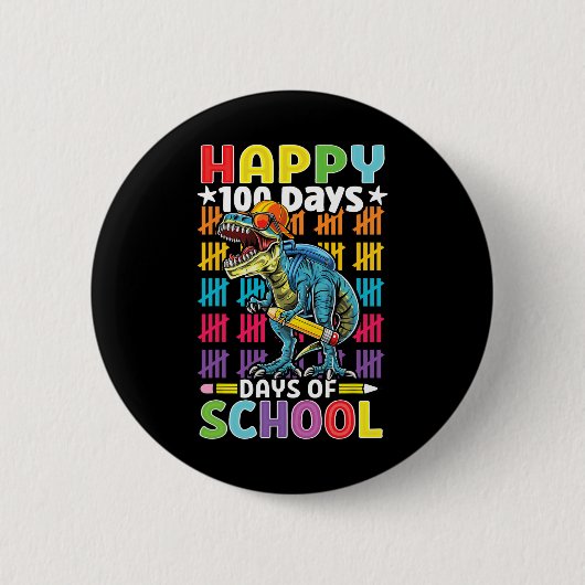 100e dag van de schooldino Kinder 100 dagen gefeli Ronde Button 5,7 Cm (Voorkant)