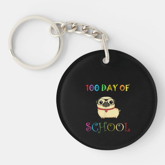 100e dag van de schoolplein, Kinderen vrolijk Sleutelhanger (Voorkant)