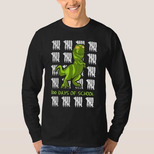 100e dag van de schoolstudent Dino Tyrannosaurus R T-shirt (Voorkant)