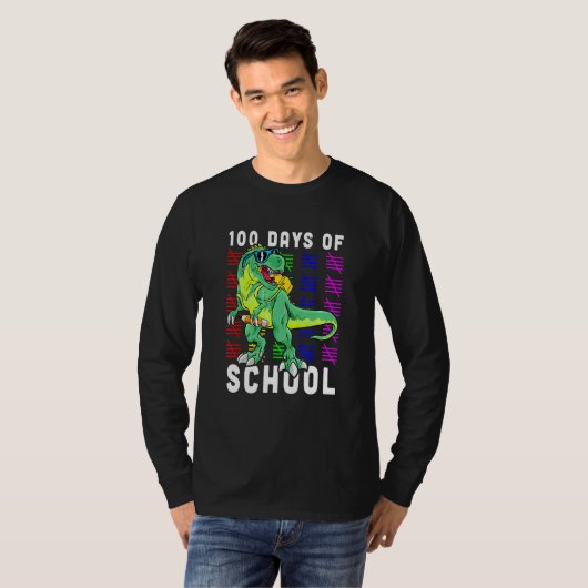 100e dag van de schooltellingen van dinosaur-Kinde T-shirt (Voorkant volledig)