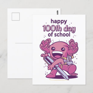100e dag van de schooluitnodiging briefkaart