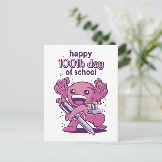 100e dag van de schooluitnodiging briefkaart (Staand voorkant)