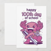 100e dag van de schooluitnodiging feestdagenkaart (Voorkant / Achterkant)