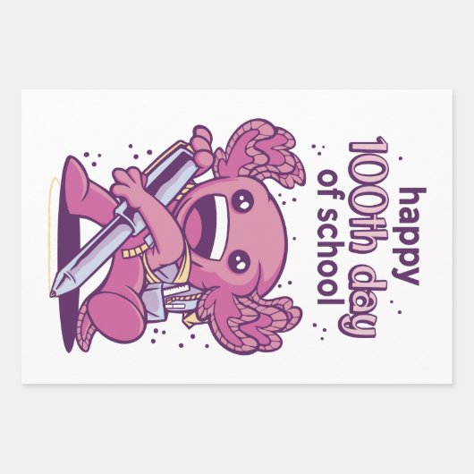 100e dag van de schooluitnodiging inpakpapier vel (Voorkant)