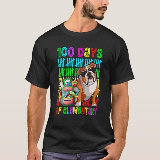 100e dag van elementaire jongens Kinder Engels Bul T-shirt (Voorkant)