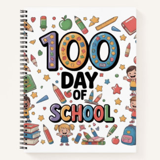 100e Dag van het Schoolplezier T-Shirt | Kleurrijk Notitieboek