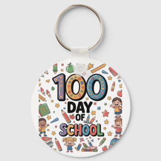100e Dag van het Schoolplezier T-Shirt | Kleurrijk Sleutelhanger