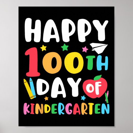 100e dag van kleuterschool leraar Kinder 100 dagen Poster (Voorkant)
