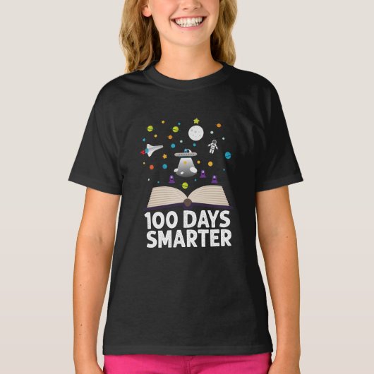 100e dag van school 100 dagen slimmer boeken ruimt t-shirt (Voorkant)