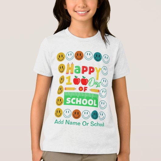 100e dag van school Cute lachende gezicht Tri-Blend Shirt (Voorkant)