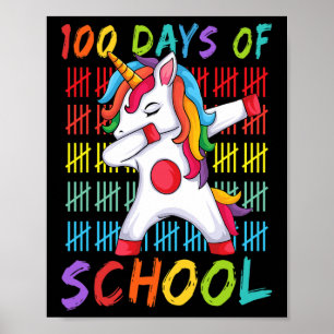 100e Dag van School Dabbing Eenhoorn 100 Magische  Poster