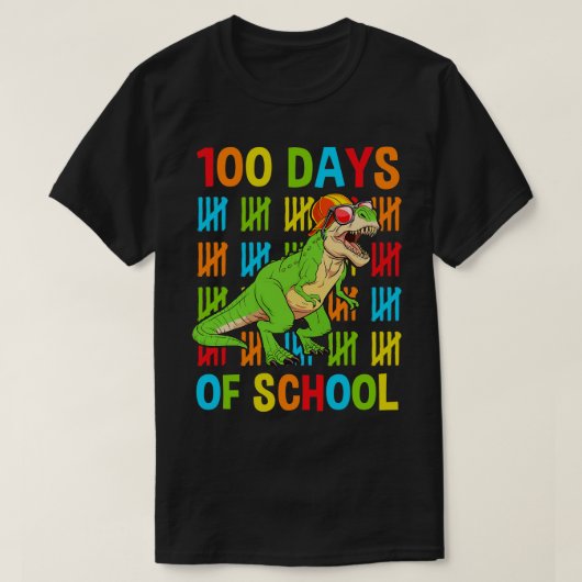 100e dag van school dinosaurus TRex jeugd T-shirt (Design voorkant)