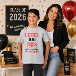 100e Dag van School Gamer T-Shirt - Kids Video Gam