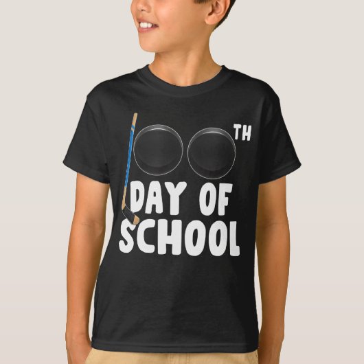 100e dag van school grappig idee ijshockey t-shirt (Voorkant)