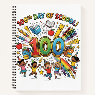 100e Dag van School Kleurrijke Viering Ontwerp – Notitieboek