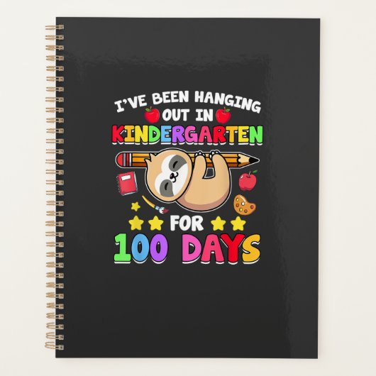 100e Dag Van School Luiaard Shirt Kindergarten 100 Planner (Voorkant)