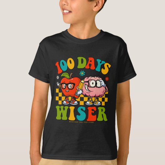100e dag van school retro docenten Kinder 100 dage T-shirt (Voorkant)