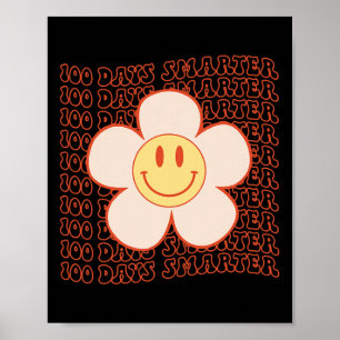 100e dag van school Retro Groovy Happy Face 100 Da Poster
