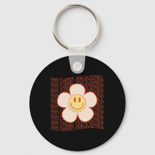 100e dag van school Retro Groovy Happy Face 100 Da Sleutelhanger