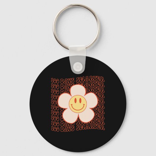 100e dag van school Retro Groovy Happy Face 100 Da Sleutelhanger (Voorkant)