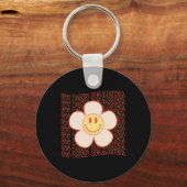 100e dag van school Retro Groovy Happy Face 100 Da Sleutelhanger (Voorkant)