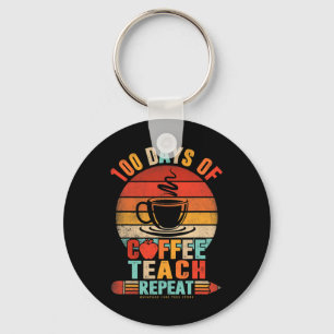 100e dag van school Retro Leraren Drink Koffie Lo Sleutelhanger