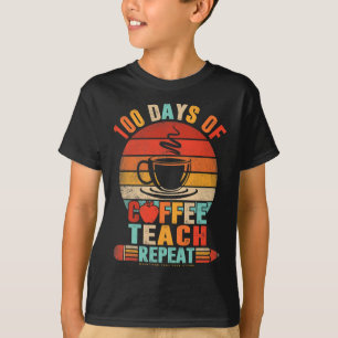 100e dag van school Retro Leraren Drink Koffie Lo T-shirt