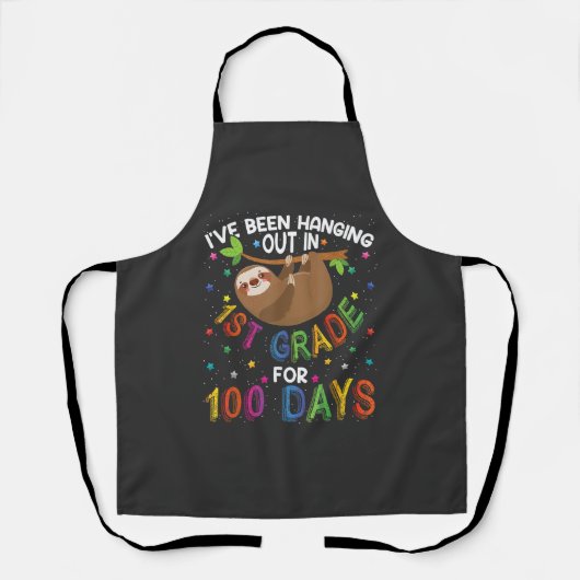 100e Dag van School Sloth Ontwerp - 1e Leerjaar 10 Schort (Voorkant)