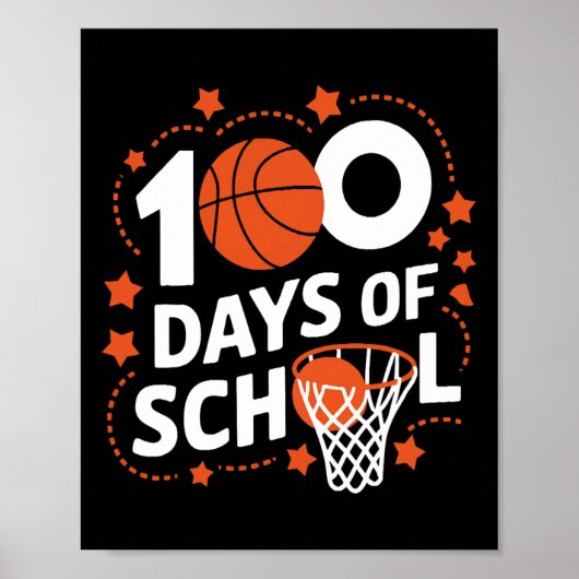 100e dag van schoolBasketball Kinderen 100 dagen S Poster (Voorkant)