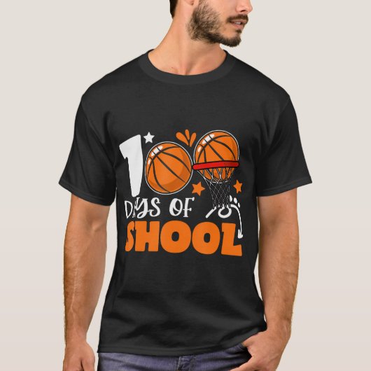 100e dag van schoolBasketball Kinderen 100 dagen S T-shirt (Voorkant)