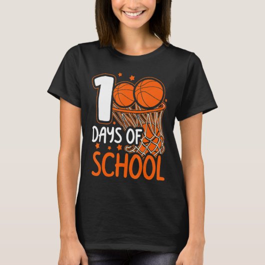 100e dag van schoolBasketball Kinderen 100 dagen S T-shirt (Voorkant)