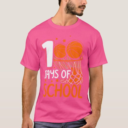 100e dag van schoolBasketball Kinderen 100 dagen S T-shirt (Voorkant)