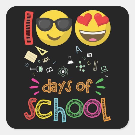 100e dagen van schoolKindergarten leraar Emoji Vierkante Sticker (Voorkant)
