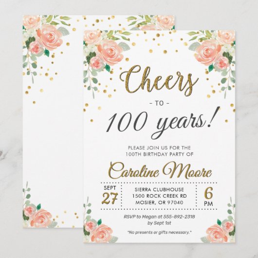 100e Dames en heren, verjaardag van de Hundredth F Kaart (Voorkant / Achterkant)