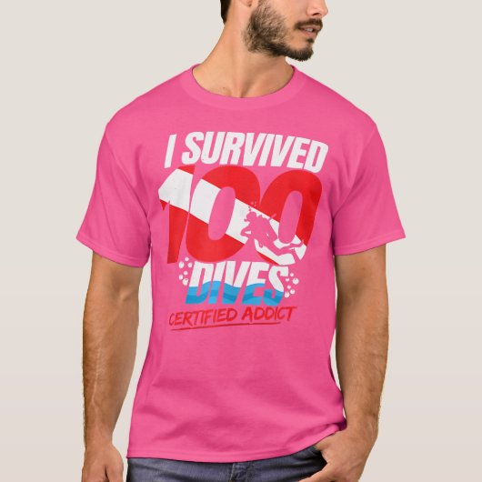 100e duiker Down Flag Funny Scuba Diving T-shirt (Voorkant)