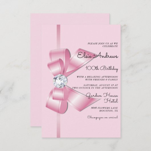 100e Eeuwige Juwelen Boog & Lint Verjaardag Kaart (Voorkant / Achterkant)