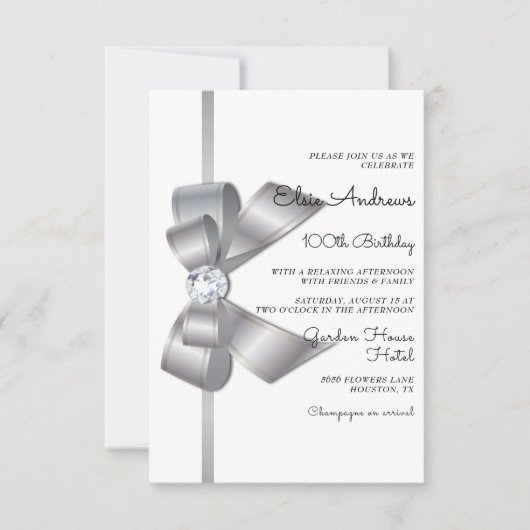 100e Eeuwige Juwelen Boog & Lint Verjaardag Kaart (Voorkant)