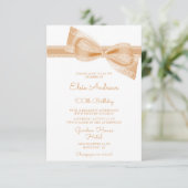 100e Eeuwige Perzik Bow & Ribbon Verjaardag Kaart (Staand voorkant)