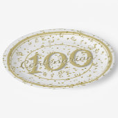 100e Elegante Eeuwige Partij Goud/Wit Papieren Bordje (Gekanteld)