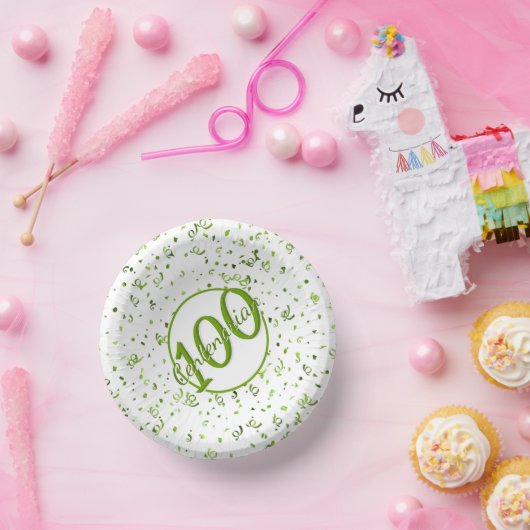 100e Elegante Eeuwige Partij Groen/Wit Papieren Kommen (Feest)