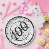 100e Elegante Eeuwige Partij Zwart/Wit Papieren Bordje (Feest)