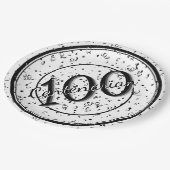 100e Elegante Eeuwige Partij Zwart/Wit Papieren Bordje (Gekanteld)