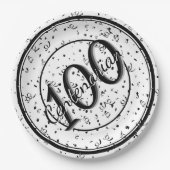 100e Elegante Eeuwige Partij Zwart/Wit Papieren Bordje (Voorkant)