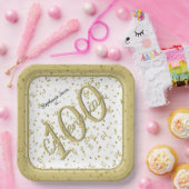 100e Elegante Partij Centenarian Goud/Wit Papieren Bordje (Feest)