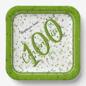 100e Elegante Partij Centenarian Groen/Wit Papieren Bordje (Voorkant)