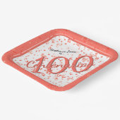 100e Elegante Partij Centenarian Koraal / Wit Papieren Bordje (Gebogen)