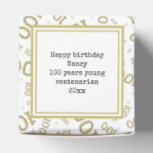 100e foto Keepsake Gold / White Number Patroon Bedankdoosjes (Bovenkant)