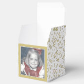 100e foto Keepsake Gold / White Number Patroon Bedankdoosjes (Geopend)